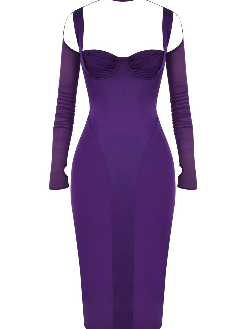 House of CB Deep Purple Long Sleeve Bodycon Midi Dress